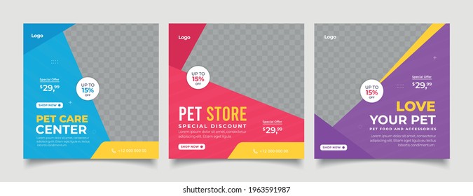 Pet shop banner for social media post template