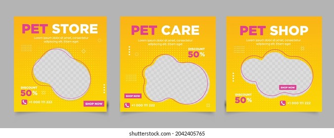 Pet shop banner for social media post and story template	