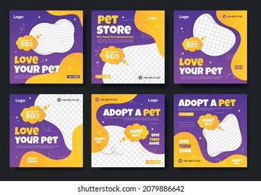 Pet shop banner for social media post and story template	