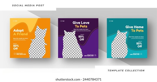 Pet shop banner for social media post Modern template design set for pet shop.