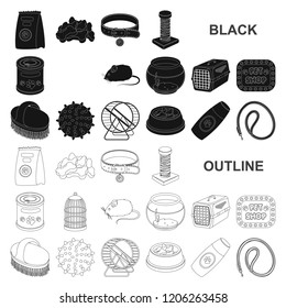 Pet shop black icons in set collection for design.The goods for animals vector symbol stock web illustration.