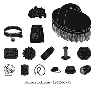 Pet shop black icons in set collection for design.The goods for animals vector symbol stock web illustration.