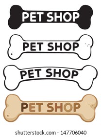 Pet shop in bone label - pet shop sign, pet shop design, pet shop symbol 
