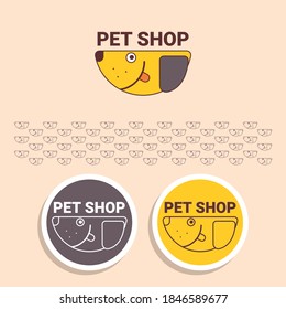 Branding-Set für Heimwerker. Vektorelemente. Gehörter Hund.