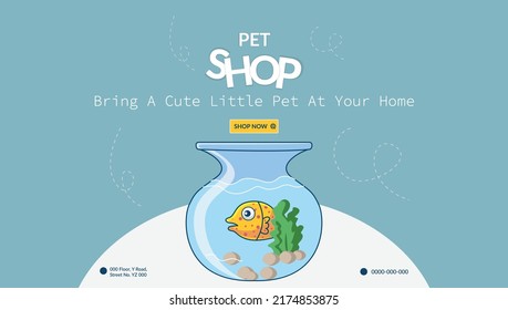 Pet shop bring a cute little pet at your home landscape banner design template.