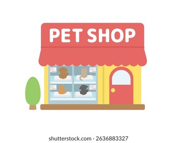Pet shop building illustration material