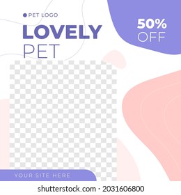 Pet shop, pet care feed design social media post template