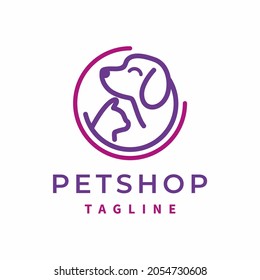 Pet Shop Care Logo Design Linear Circle