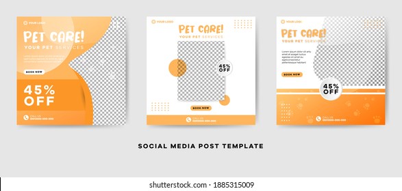 Pet shop care promotional social media banner template