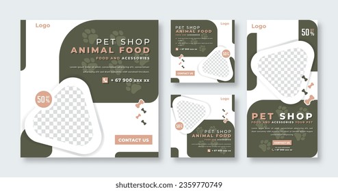 Pet Shop and Pet Care Social Media Post for Online Marketing Promotion Banner, Story and Web Internet Ads Flyer