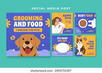 Tienda de mascotas, Cuidado de mascotas redes sociales post Plantilla