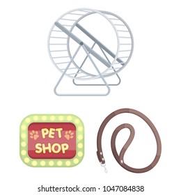Pet shop cartoon icons in set collection for design.The goods for animals vector symbol stock web illustration.
