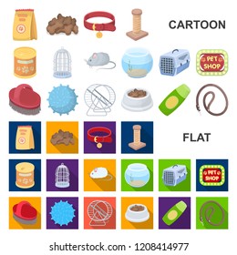 Pet shop cartoon icons in set collection for design.The goods for animals vector symbol stock web illustration.