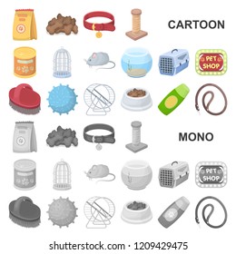 Pet shop cartoon icons in set collection for design.The goods for animals vector symbol stock web illustration.