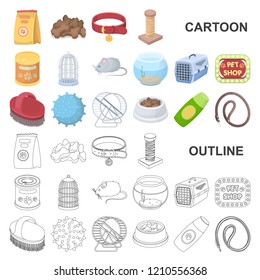 Pet shop cartoon icons in set collection for design.The goods for animals vector symbol stock web illustration.