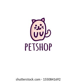 Pet shop cat design vector graphics design