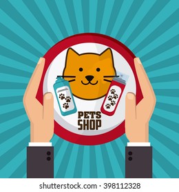 Pet shop with cat design, Vector illustration