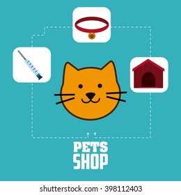 Pet shop with cat design, Vector illustration