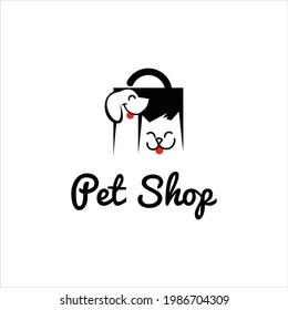 Pet Shop Cat Dog Logo Veterinary Vector Illustration Cute Cartoon Template