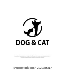 Pet shop cat dog logo, vet, animal health illustration, design template