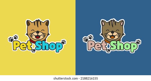 Pet Shop with cat illustration logo