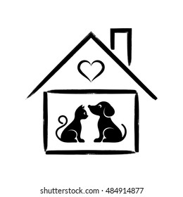 Pet shop or clinic sign cat and dog