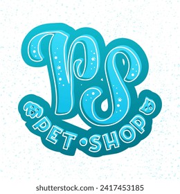 Pet Shop color lettering quote on textured background. Hand drawn promotional vector illustration with text decor for banner or poster. Advertising hand drawn text for concept or template with icons