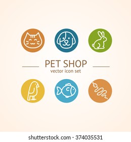 Pet Shop Concept. Circle buttons. Vector illustration