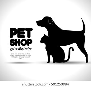 pet shop concept emblem dog and cat silhouette