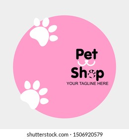 Pet shop concept , Logo for pet store or animal ,  Pet paws