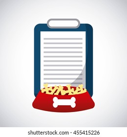 Pet shop concept represented by document and dog food icon. Colorfull and flat illustration. 