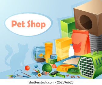 Pet shop concept with text. Vector illustration.