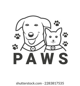 Pet shop design inspiration. Dog and cat paws symbol. Logo Vector logo template