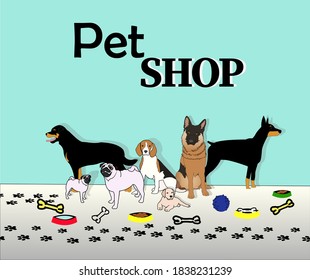 pet shop design,various breed dogs