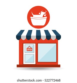 pet shop with dog groomming vector illustration eps 10