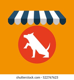 pet shop with dog up hand vector illustration eps 10