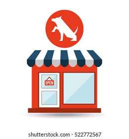 pet shop with dog up hand vector illustration eps 10