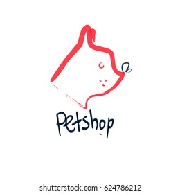 Pet shop with dog head and butterfly on the nose