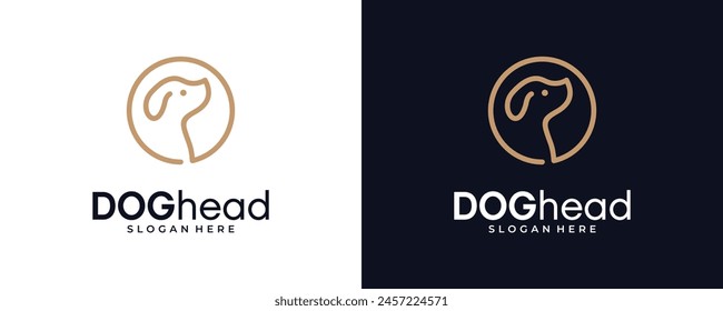 tienda de mascotas perro línea de cabeza logo Vector abstracto símbolo ilustración