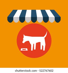 pet shop with eating dog vector illustration eps 10