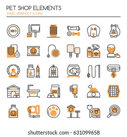 Pet Shop Elements , Thin Line and Pixel Perfect Icons