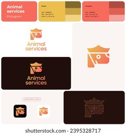 Pet shop gradient glyph business logo. Brand name. High quality business value. Dog with crown simple icon. Design element. Visual identity. Suitable for branding