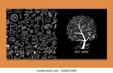 Pet shop, greeting card design