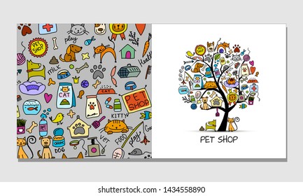 Pet shop, greeting card design