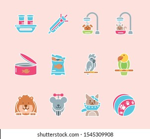 pet shop grooming food vet care icons set vector illustration