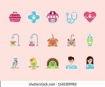 pet shop grooming vet care icons set vector illustration