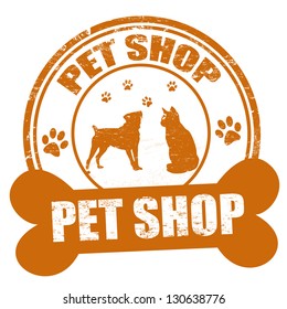 Pet shop grunge rubber stamp on white, vector illustration