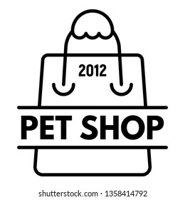 Pet shop hand bag logo. Outline pet shop hand bag vector logo for web design isolated on white background