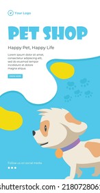 Pet shop happy pet and happy life portrait template design. 