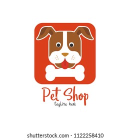 Pet shop, pet house, pet care emblem logo design template. Veterinary clinics and animal shelters homeless vector illustration with dog figure